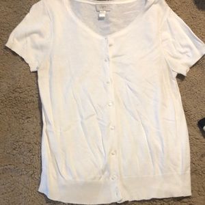 Loft short sleeve off white cardigan Size L